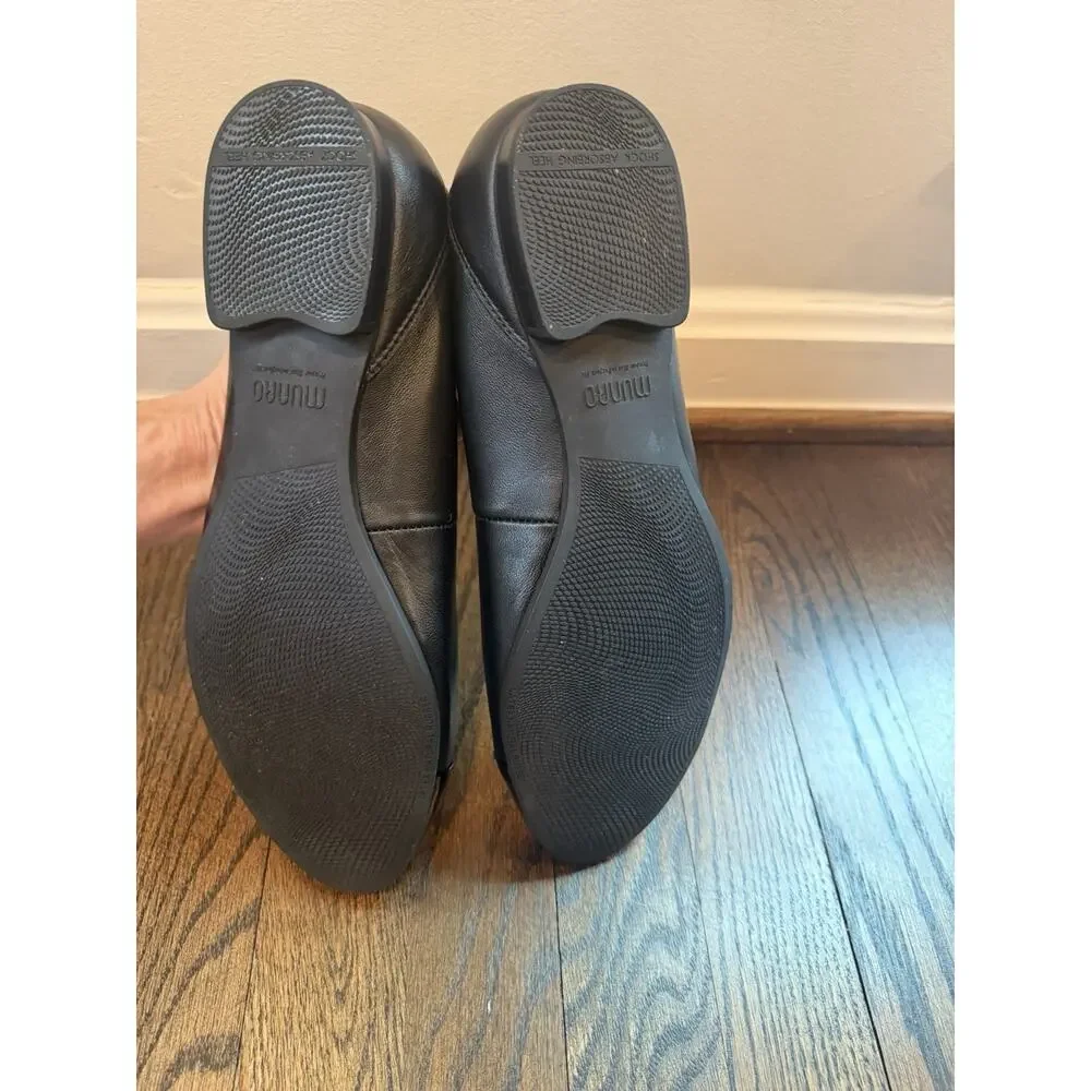 Munro Mila Ballet Flats Black Leather Women's Sz 11M NEW $215